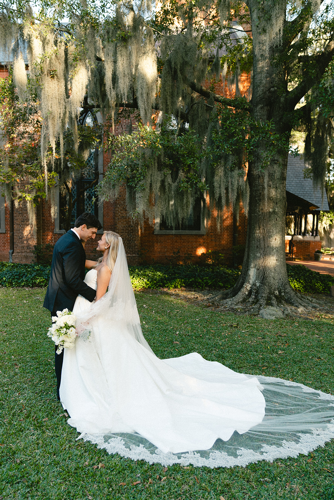 Wedding portraits at Church Christ across from Stanly Hall Ballroom