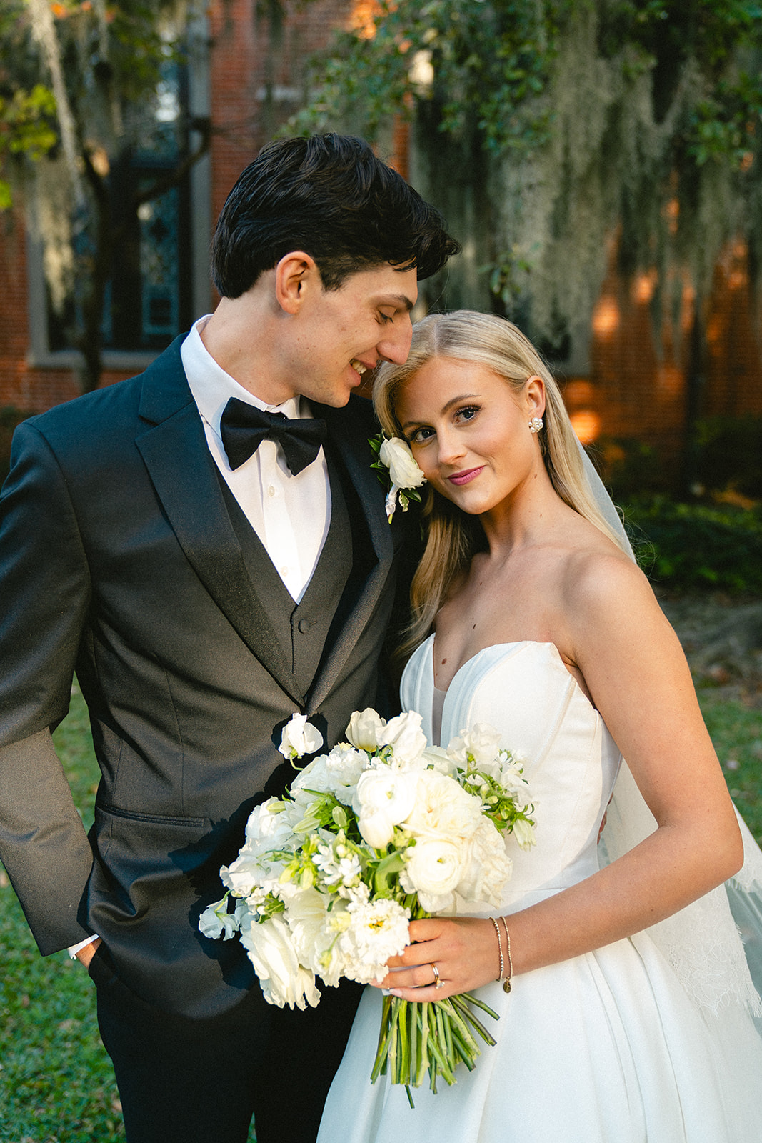 Wedding portraits at Church Christ across from Stanly Hall Ballroom