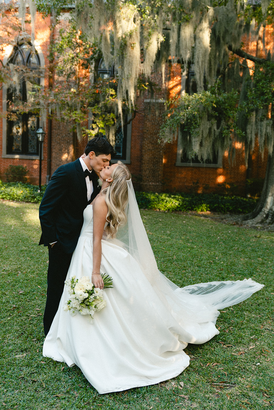 Wedding portraits at Church Christ across from Stanly Hall Ballroom