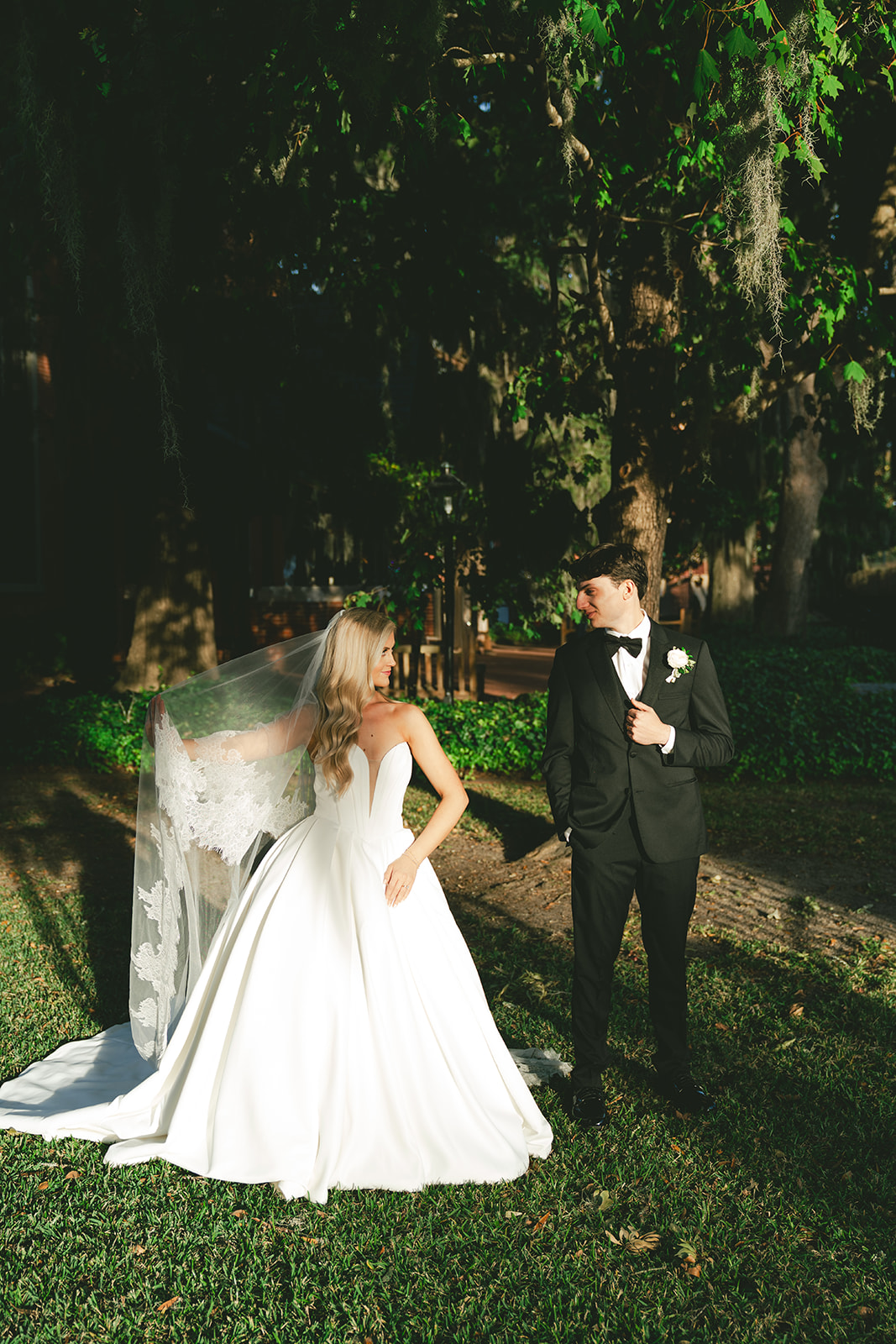 Wedding portraits at Church Christ across from Stanly Hall Ballroom
